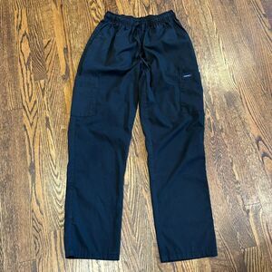 Dagacci black elastic drawstring waistband scrub pants. Medium.